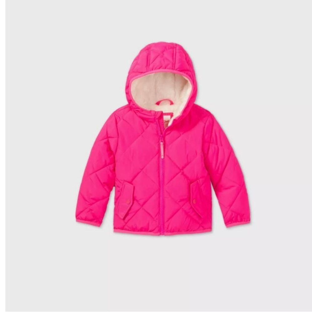 Toddler Quilted Hot Pink Puffer Jacket Cat & Jack 2T